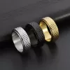 Nhẫn thép không gỉ cho nam spinner xoay fidget chống căng thẳng tái sinh vòng quay 6