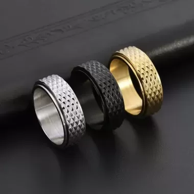 Nhẫn thép không gỉ cho nam spinner xoay fidget chống căng thẳng tái sinh vòng quay