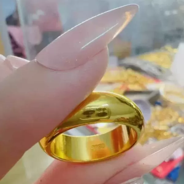 Hình ảnh sản phẩm Nhẫn trơn mô phỏng 5 chỉ khắc mộc 9999 mạ vàng 24k bền màu KAMI