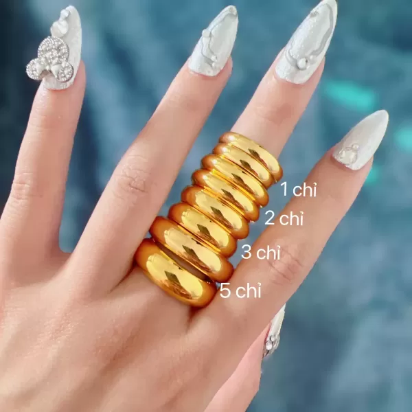 Hình ảnh sản phẩm Nhẫn trơn mô phỏng 5 chỉ khắc mộc 9999 mạ vàng 24k bền màu KAMI
