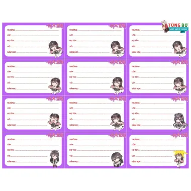 Nhãn Vở Anime Đa Dạng Kaoru Hana, Bocchi, Sakamoto - Giảm 17% Còn 14.000đ/set 12 tờ