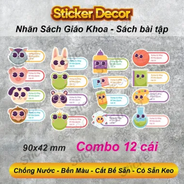 Nhãn vở sách giáo khoa siêu cute - Set 12 nhãn in tên giá rẻ chỉ 25k 1