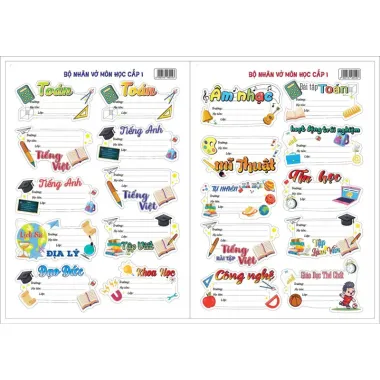 Nhãn vở sách giáo khoa siêu cute - Set 12 nhãn in tên giá rẻ chỉ 25k 3