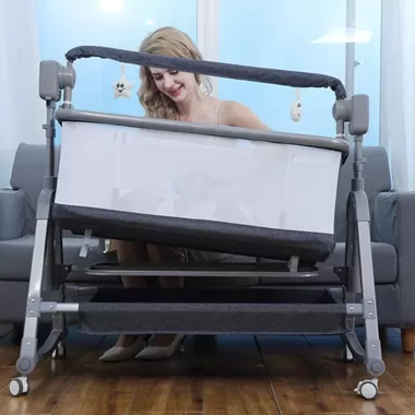 Nôi điện cho bé mumkid cao cấp tùy chỉnh độ cao chống trào ngược, nôi ghép giường phát nhạc kết nối bluetooth MK-058 5