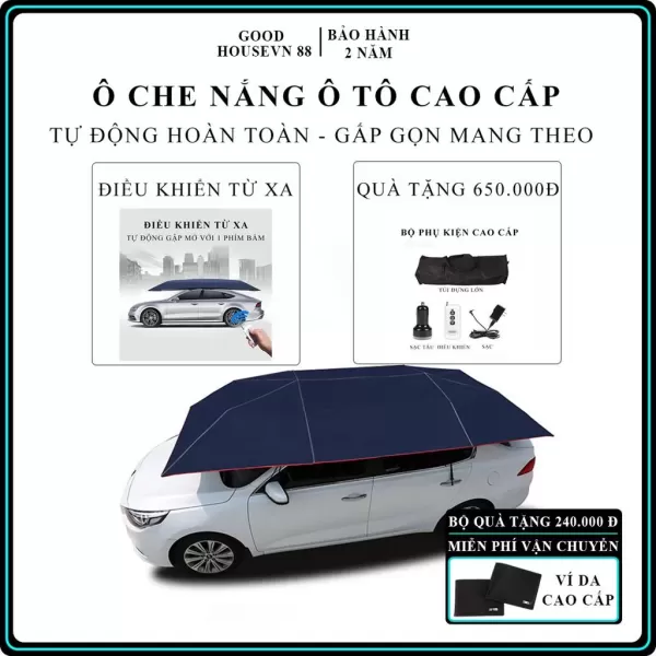 Hình ảnh sản phẩm Ô Dù Ô Tô Cao Cấp Gấp Gọn Tự Động KAW, Ô Che Nắng Mưa Xe Hơi, Cách Nhiệt, Chống Nắng, Chống Tia UV