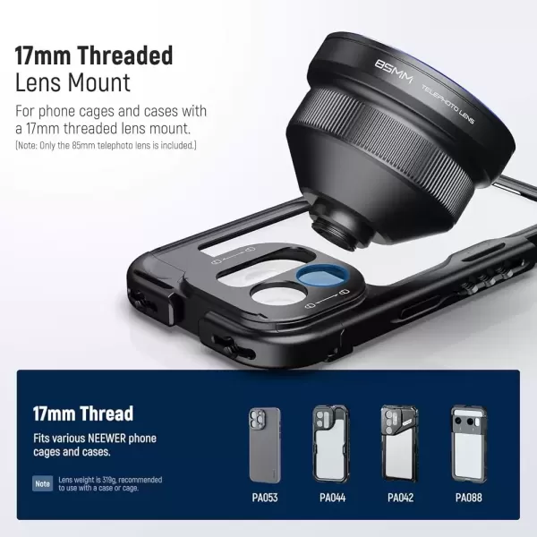 Hình ảnh sản phẩm Ống kính tele NEEWER 85MM HD cho vỏ lồng điện thoại có ren ống kính 17mm, LS-59