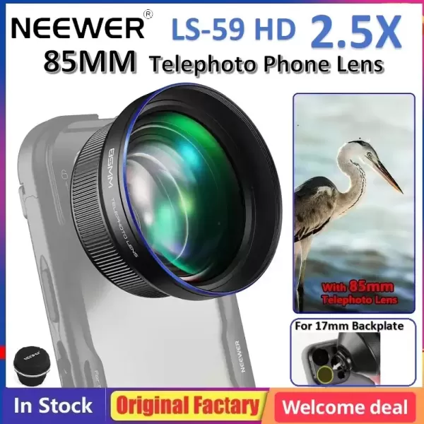 Hình ảnh sản phẩm Ống kính tele NEEWER 85MM HD cho vỏ lồng điện thoại có ren ống kính 17mm, LS-59