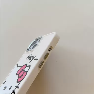 Ốp điện thoại hoạt hình Hello Kitty Thiết kế hoạt hình bằng kim loại trong suốt, Màu bạc sáng bóng cho oppo Realme 14PRO 12 5 C21Y C15 C75 NARZO50 C35 14 GT3 C65 11 C2 9PRO C63 7I C12 C55 13PROPLUS C20 4