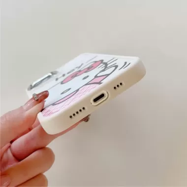 Ốp điện thoại hoạt hình Hello Kitty Thiết kế hoạt hình bằng kim loại trong suốt, Màu bạc sáng bóng cho oppo Realme 14PRO 12 5 C21Y C15 C75 NARZO50 C35 14 GT3 C65 11 C2 9PRO C63 7I C12 C55 13PROPLUS C20 7