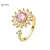 PANPIA-Đèn Mặt Trời Xoay Được Cho Nữ Chống Căng Thẳng Lo Âu Fidget Hoa Hướng Dương Mặt Trời Ngôi Sao Nhẫn Đảng Thẩm Mỹ Trang Sức Quà Tặng 3