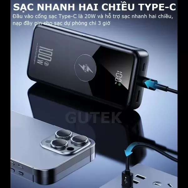 Cách tối ưu thời gian sạc nhanh 100W với Pin Gutek GT229 cho điện thoại và laptop