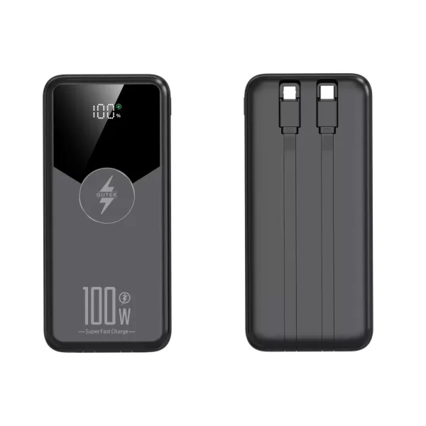 Hình ảnh sản phẩm Pin Sạc 30000mAh 20000mAh Gutek GT229 sạc nhanh 100W pin dung lượng lớn tích hợp dây cáp cho điện thoại