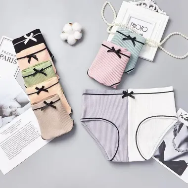 Quần Lót Nữ Cotton Kháng Khuẩn Thoáng Mát Phối Viền Đen Giá Chỉ 10990Đ 5