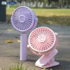Quạt Mini Tích Điện Cầm Tay Kẹp Bàn Sạc Pin 5 Tốc Độ Có Đèn LED Xoay 360 Độ Giá Rẻ 3