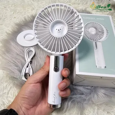 Quạt Mini Tích Điện Cầm Tay Kẹp Bàn Sạc Pin 5 Tốc Độ Có Đèn LED Xoay 360 Độ Giá Rẻ