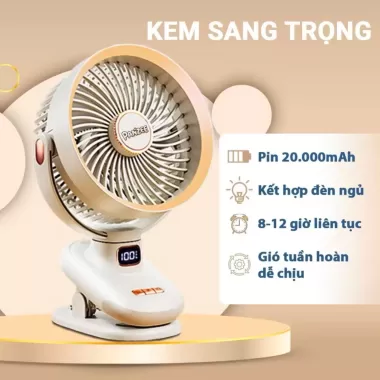 Quạt Mini Xoay Tự Động Kẹp Tích Điện 7 Inch Kẹp Bàn Xe Đẩy Pin 20000mAh Có Bảo Hành 7 Quạt Mini Xoay Tự Động Kẹp Tích Điện 7 Inch Kẹp Bàn Xe Đẩy Pin 20000mAh Có Bảo Hành 7