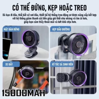 Quạt Mini Xoay Tự Động Kẹp Tích Điện 7 Inch Kẹp Bàn Xe Đẩy Pin 20000mAh Có Bảo Hành 9 Quạt Mini Xoay Tự Động Kẹp Tích Điện 7 Inch Kẹp Bàn Xe Đẩy Pin 20000mAh Có Bảo Hành 9