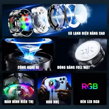Quạt tản nhiệt điện thoại sò lạnh từ tính Memo CX15 Pro AI RGB Gaming thế hệ mới đóng băng bề mặt 9 Quạt tản nhiệt điện thoại sò lạnh từ tính Memo CX15 Pro AI RGB Gaming thế hệ mới đóng băng bề mặt 9