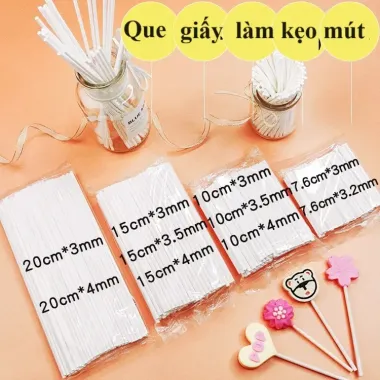Que Cắm Kẹo Mút, Bánh Kem, Socola Cán Nhựa Siêu Rẻ 13000đ/Gói 100 Que 4
