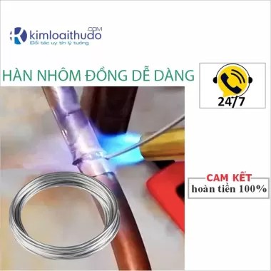 Que hàn nhôm đồng FC502, hàn dàn nhôm đồng, máy biến áp, hàn nối kim loại nhôm với đồng, có thể hàn thép với nhôm bằng hàn oxy, hàn khò 8