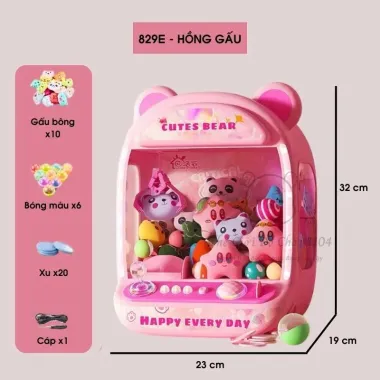 [ Rẻ Vô Địch ] Máy gắp thú mini CUTE BEAR cỡ lớn, cần gạt xoay 360 độ, đồ chơi gắp thú bông vui nhộn,mặt thú ngẫu nhiên 3