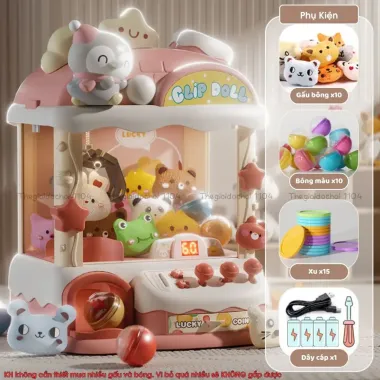 [ Rẻ Vô Địch ] Máy gắp thú mini CUTE BEAR cỡ lớn, cần gạt xoay 360 độ, đồ chơi gắp thú bông vui nhộn,mặt thú ngẫu nhiên 4