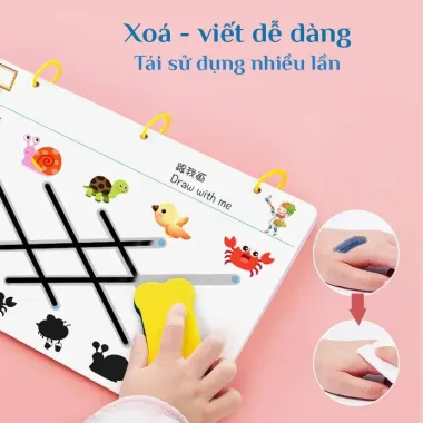 Sách Tô Vẽ Thông Minh Xóa Được - Rèn Trí Tuệ Cho Bé - Khổ Rộng + 6 Bút 85k