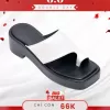 [Sẵn 37,38 - mô tả] ORDER ~ SEXY M Dép xỏ ngón da trơn đế bánh mì dành cho nữ mùa hè mặc ngoài thời trang