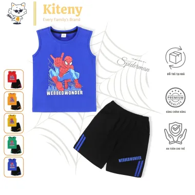 Set 2B bé trai người nhện sát nách – Áo 3 lỗ + quần short cotton mát | Size 9–25kg 5 Set 2B bé trai người nhện sát nách – Áo 3 lỗ + quần short cotton mát | Size 9–25kg 5