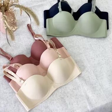 Set 3 áo lót nữ đúc su cúp ngang nâng ngực đệm bàn tay dày 2cm mã 17 Bra Áo Ngực Cúp Ngực 1