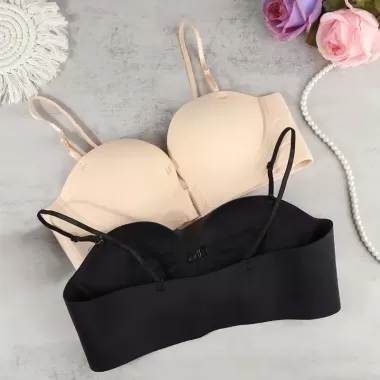 Set 3 áo lót nữ đúc su cúp ngang nâng ngực đệm bàn tay dày 2cm mã 17 Bra Áo Ngực Cúp Ngực 6