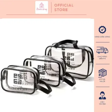 Set 3 túi trong suốt đựng đồ, mỹ phẩm du lịch thời trang