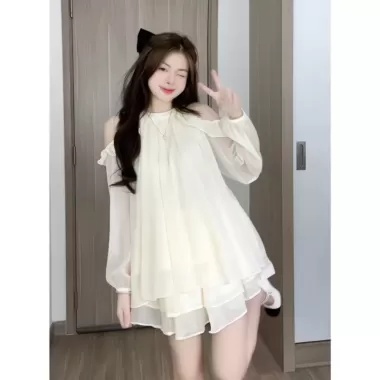 Set áo tơ bèo hở vai kèm chân váy xòe 2 tầng Dilyshop chất tơ óng mềm mại nhẹ nhàng thoáng mát - V01 1 Set áo tơ bèo hở vai kèm chân váy xòe 2 tầng Dilyshop chất tơ óng mềm mại nhẹ nhàng thoáng mát - V01 1
