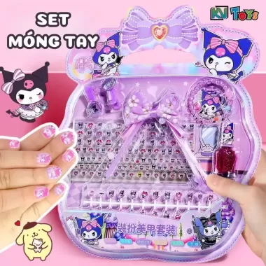 Set Sơn Móng Tay Và Dán Móng Hoạt Hình Melody Kuromi Cinnamaroll Siêu Dễ Thương An Toàn Lành Tính Cho Da Tay Bé 1