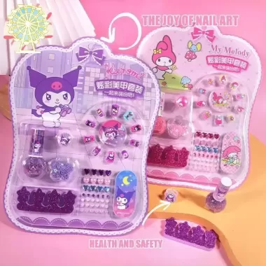 Set Sơn Móng Tay Và Dán Móng Hoạt Hình Melody Kuromi Cinnamaroll Siêu Dễ Thương An Toàn Lành Tính Cho Da Tay Bé 8