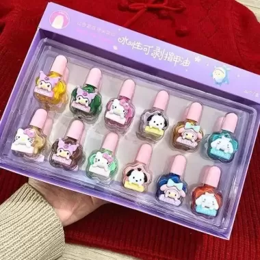 Set Sơn Móng Tay Và Dán Móng Hoạt Hình Melody Kuromi Cinnamaroll Siêu Dễ Thương An Toàn Lành Tính Cho Da Tay Bé 9