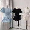 Set váy dáng bí phồng set đầm đi biển thiết kế bo chun eo gắn nơ lệch sang chảnh V282 PANOSI 3