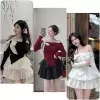 Set váy thời trang nữ mặc đi chơi chất borip cổ tròn tay ngắn crotop chân váy chữ A có dây thun dáng maxi siêu xinh 1