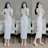 Set váy thời trang nữ mặc đi chơi chất borip cổ tròn tay ngắn crotop chân váy chữ A có dây thun dáng maxi siêu xinh