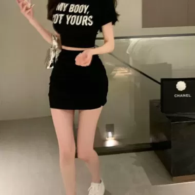 Set váy thời trang nữ mặc đi chơi chất borip cổ tròn tay ngắn crotop chân váy chữ A có dây thun dáng maxi siêu xinh