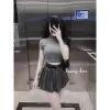 Set váy thời trang nữ mặc đi chơi chất borip cổ tròn tay ngắn crotop chân váy chữ A có dây thun dáng maxi siêu xinh 5