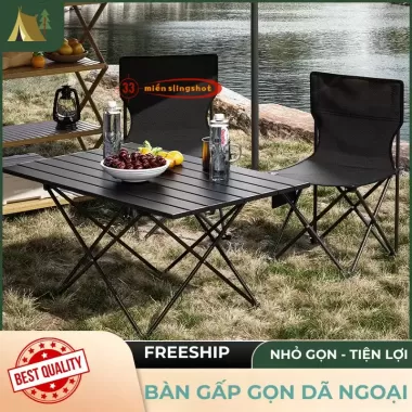 (Size lớn)Bàn dã ngoại xếp gọn picnic du lịch gấp gọn bằng hợp kim nhôm nhẹ, gấp gọn, chắc chắn, độ bền cao.