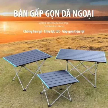 (Size lớn)Bàn dã ngoại xếp gọn picnic du lịch gấp gọn bằng hợp kim nhôm nhẹ, gấp gọn, chắc chắn, độ bền cao.