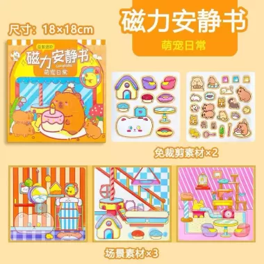 Sổ Nam Châm Capybara Bóc Dính Tiện Lợi - Đồ Chơi Cho Bé Trai Và Bé Gái, Sổ Sticker Từ Tính Thủ Công 6