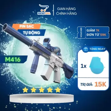 Súng Nước sử dụng pin sạc Điện M416 2025 – Có Pin Sạc, Phun Cực Mạnh, Quà Tặng Hè Cho Bé 8