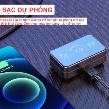 Tai nghe bluetooth không dây S20 cảm ứng, bass cực hay, siêu nhỏ gọn, pin 6H - AUDIO365 7