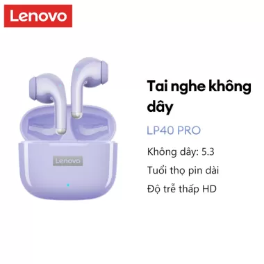 Tai nghe Bluetooth Lenovo LP40 PLUS Tai nghe không dây Tai nghe điều khiển cảm ứng Tai nghe nhét tai thể thao chống nước có micrô 5