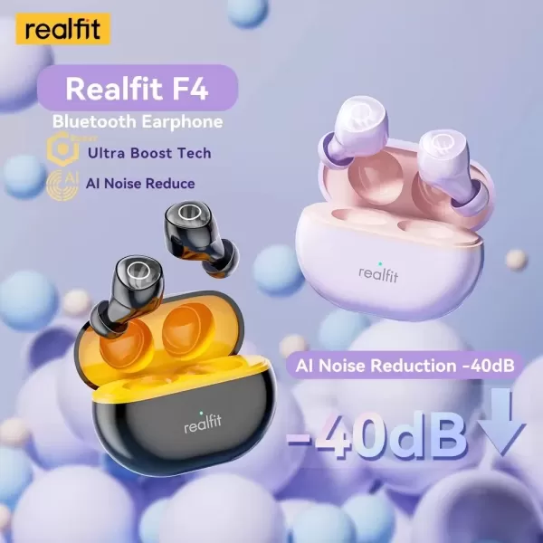 Hình ảnh sản phẩm Tai Nghe Bluetooth Realfit F4 Tai Nghe Thể Thao Khử Tiếng Ồn -38db 360° Âm Thanh Không Gian Bass Tốt