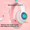 tai nghe bluetoth 5.0 mèo AKS-28 ECOKING,có micro trò chuyện,jăc cắm lúc hết pin,có đèn LED 7M,thẻ TF âm thanh nổi pin 4