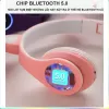 tai nghe bluetoth 5.0 mèo AKS-28 ECOKING,có micro trò chuyện,jăc cắm lúc hết pin,có đèn LED 7M,thẻ TF âm thanh nổi pin 8